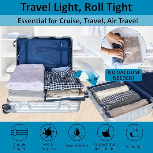 Cozy Essential Compression Bags for Travel - Travel Essentials - 24 Pack Space Saver Bags - No Vacuum Needed - Compression Packing Bags for Cruise Accessories - Image 2