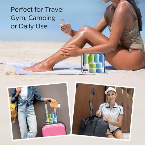 LitBear 23 Pack TSA Approved Travel Bottles for Toiletries, Leak Proof Refillable Travel Size Containers Kit with Silicone Squeezable Bottles Jars for Shampoo Lotion Conditioner, in Clear Bag, Blue - Image 7
