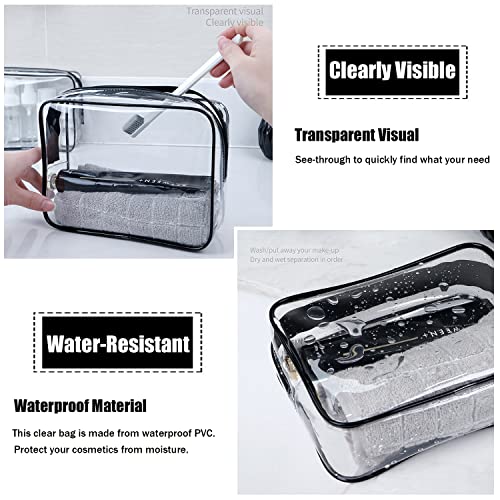 MODENGKONGJIAN TSA Approved Toiletry Bag, 3 Pcs Clear Toiletries Bags Quart Size Travel Makeup Cosmetic Bag for Women Men, Carry on Airport Airline Compliant Bag (Black) - Image 4
