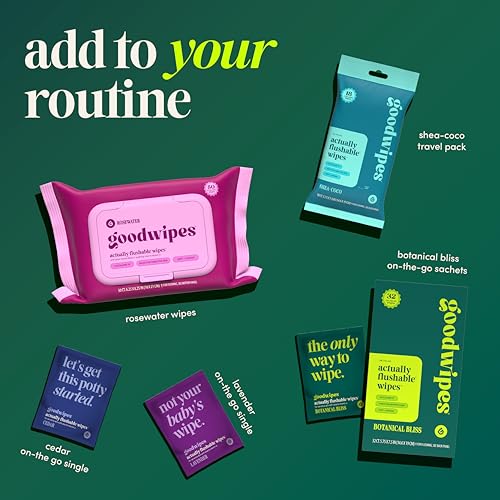 goodwipes Flushable Wipes - Individually Wrapped Butt Wipe for On-the-Go Adults - Portable Mini Wipes - Travel Essentials - Sewer & Septic Safe - Shea-Coco, 32 Count (1 Pack) - Image 8