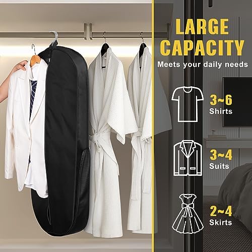 SLEEPING LAMB Heavy Duty Garment Bag for Travel, 43''Waterproof Suit Bag for Men Travel and Foldable Carry On Garment Bag for Hanging Clothes with Large Pocket in Business Trip, Black - Image 4
