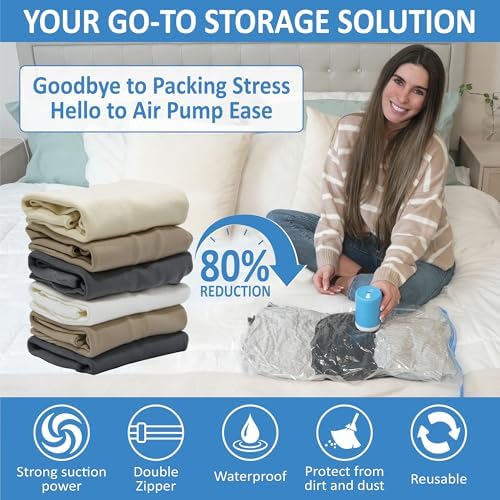 Cozy Essential Travel Vacuum Storage Bags with Rechargeable Cordless Electric Pump, Space Saver Bags for Luggage, Suitcase, Carry-On, for Clothes, Blankets, Comforters, Pillows, 10 Combo - Image 2