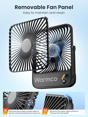 Warmco 10000mAh Portable Travel Fan 7-inch, Max 24H Runtime, Ultra-thin Quiet Rechargeable Battery Operated Desk Fan with Digital Display for Camping, Office, Bedroom, Cruise Essentials - Image 8