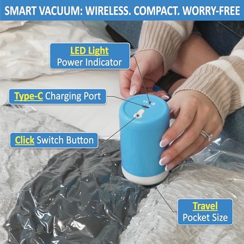 Cozy Essential Travel Vacuum Storage Bags with Rechargeable Cordless Electric Pump, Space Saver Bags for Luggage, Suitcase, Carry-On, for Clothes, Blankets, Comforters, Pillows, 10 Combo - Image 5