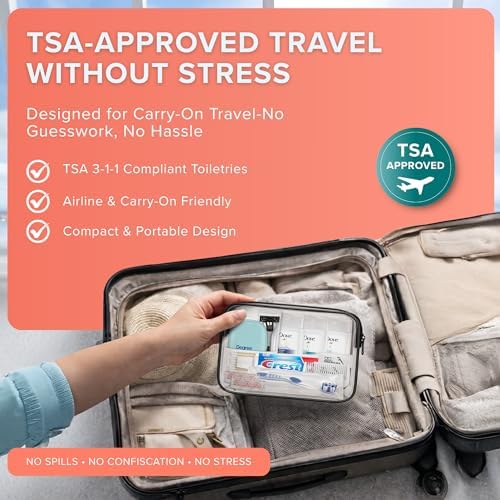 Trektote 12-Piece Women’s Travel Hygiene Kit with Toiletries & Grooming Essentials, TSA-Compliant, Clear Cosmetic Bag, Available in Bulk - Image 5