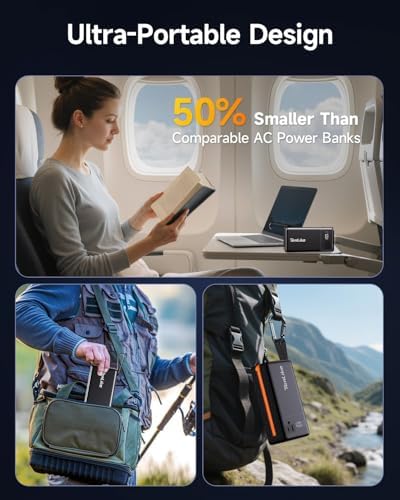 Portable Power Station with AC Outlet Power Bank for Camping Essentials Small Electric Mini Generator Large Lithium Battery Plug in Output 60W Type-C Laptop Home Backup Outdoor Emergency 99.9Wh, Black - Image 6