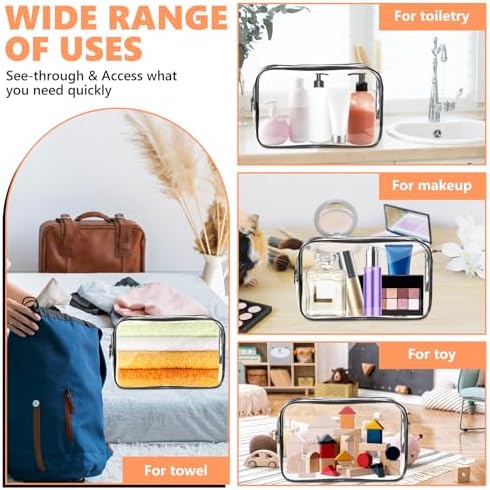 AURUZA Clear Makeup Bag,Portable Travel Toiletry Bags with Zipper, TSA Approved Clear Organizer Bags, PVC Cosmetic Pouch for Airport Airline Compliant - Image 6