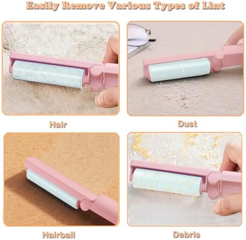 Mini Reusable Lint Roller for Travel, 6 Pack Washable Foldable Lint Remover with Sticky Gel, Portable, Compact and Easy to Clean for Clothes and Luggage Use (Pink) - Image 5