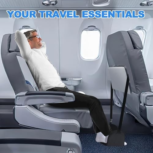 Airplane Foot Hammock with Removable Base & Memory Foam - Wide Hardboard Support No-Collapse Foot Rest for Long Flights, Office, Travel - Thickened Design Relieves Foot Pain (Black, Travel Essentials) - Image 5
