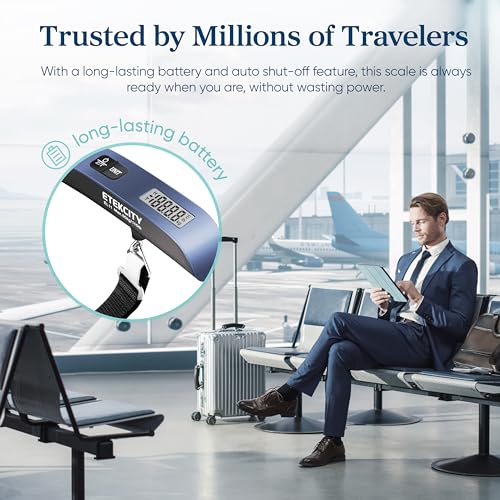 Etekcity Luggage Scale, Travel Essentials, Digital Suitcase Weight Scales for Travel Accessories, Hanging Baggage Scale with Temperature Sensor, Rubber Paint, 110 Pounds, Battery Included, Blue - Image 8