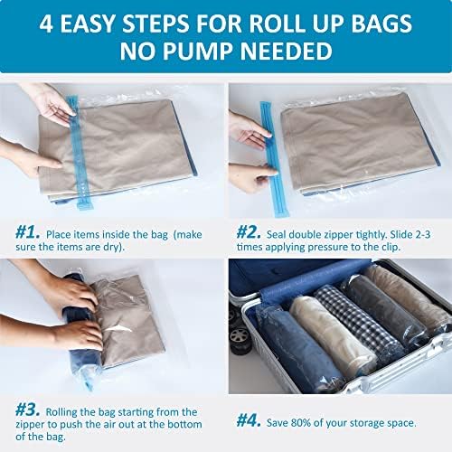 Cozy Essential Compression Bags for Travel - Travel Essentials - 24 Pack Space Saver Bags - No Vacuum Needed - Compression Packing Bags for Cruise Accessories - Image 6