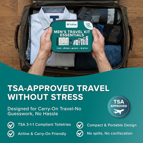 Trektote 12 Piece Men’s Travel Hygiene Kit with Toiletries & Grooming Essentials, TSA-Compliant, Clear Cosmetic Bag - Single or Bulk Packs - Image 5
