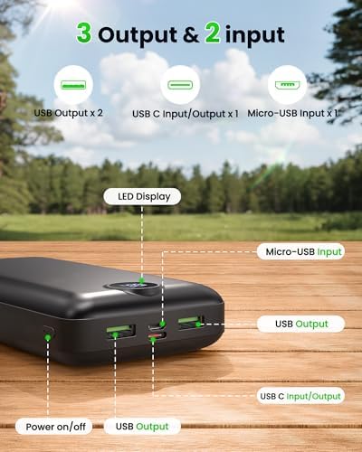 Portable Charger Power Bank 50000mAh 22.5W Fast Charging USB C Battery Bank External Battery Pack Digital Display Phone Charger with 3 Output & 2 Input for iPhone 17/16/15/14/13/12, Samsung etc Black - Image 6
