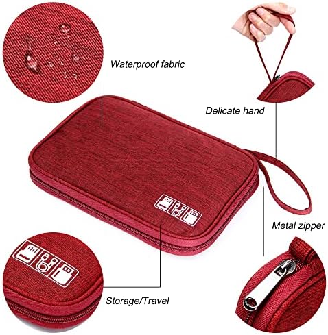 SELLYFELLY Travel Electronics Organizer Portable Cable Organizer Bag for Storage Electronic Accessories Case for Cord,Phone,Charger,Flash Drive (Wine Red) - Image 4