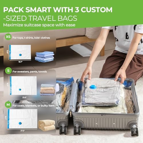 Vacuum Storage Bags for Travel - 15 Pack Compression Packing with Wireless Electric Pump for Luggage Vacuum Seal Bags for Clothes Space Saver Organizer for Moving Clothing Suitcase Travel - Image 4