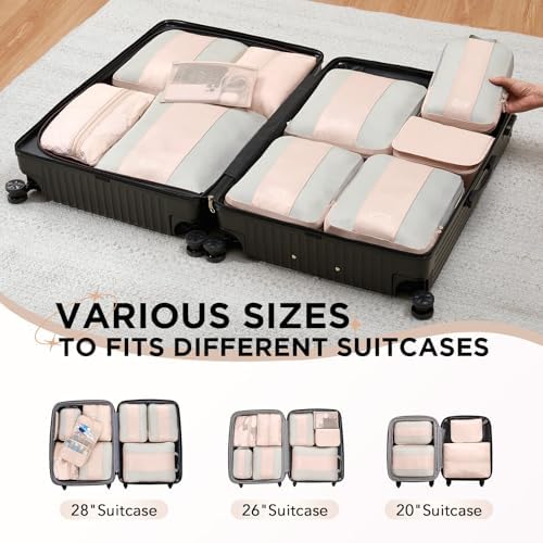 10 Set Compression Packing Cubes for Travel Gifts Women Mom,OlarHike Luggage Clothes Organizer for Travelers,Airplane/Cruise/Car/Train Travel Essentials,Compressible Expandable Saver Space Bags(Beige) - Image 8