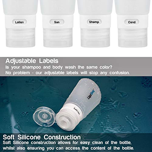 LiquiSnugs Premium - 100% Guaranteed Leak Proof Silicone Travel Bottles For Toiletries - TSA Approved Container. Premium Range Travel Shampoo Bottles with Suction Cups and Adjustable Labels - Image 3