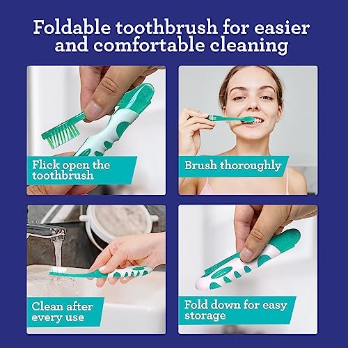 GuruNanda Folding Toothbrush with Built-in Cover, Perfect for Travel, Hiking & Camping, Compact & Portable, On-The-Go Toothbrush with Soft Bristles & Ergonomic Handle, for Adults & Kids (1 Count) - Image 3