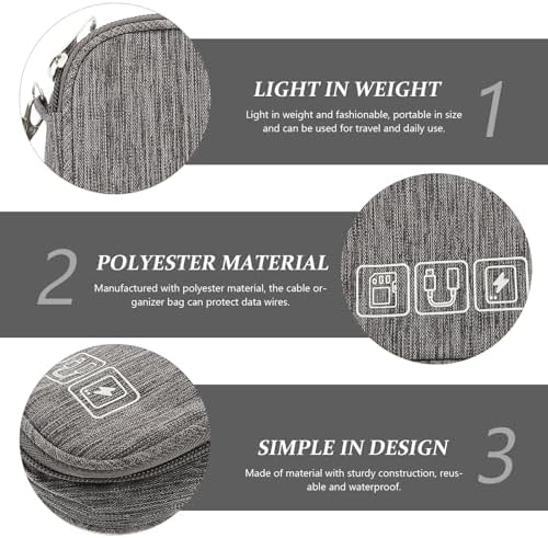 Portable Charging Cable Organizer Bag Mini Storage Pouch for Travel Electronics Accessories, Gray Compact Tech Cord Organizer Case for Phone Chargers and Earphones - Image 7