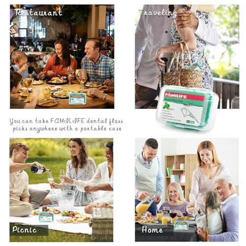 FAMILIFE Floss Picks, 240 Count Mint Dental Floss Cleaner, Tooth Picks Flossers with 4 Travel Handy Cases, Helps to Fight Tooth Decay and Keep Your Teeth Clean, Flossing Sticks for Family - Image 6