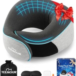 Travel Pillow-Neck Pillows for Airplanes, Memory Foam Travel Neck Pillow for Long Flights|Airport Travel Essentials 360° Support Gifts for Travellers With Eye Mask & Earplugs, Portable Carry Bag
