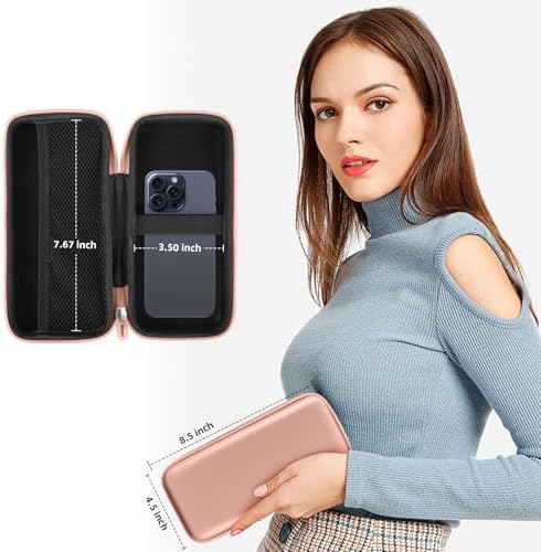 iMangoo Travel Essentials Electronics Organizer Charger Case Portable Dual Zipper Shockproof Pouch Tech Purse Cord Cable Pouches Power Bank Storage Accessories Bag for Women Men,8.5x4.5x2 Rose Gold - Image 7