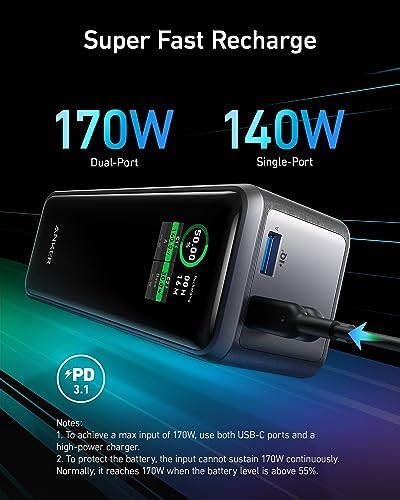 Anker Prime Power Bank, 27,650mAh 3-Port 250W Portable Charger for Travel, TSA-Approved, Smart App, for MacBook Pro/Air, iPhone 16/15/14 Series, Samsung, Laptops, and More (Charging Base Not Included) - Image 5