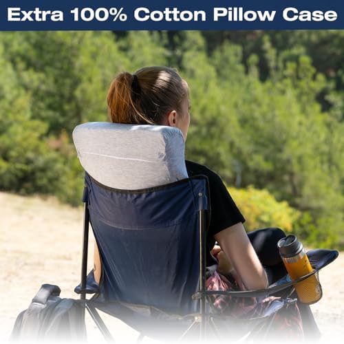 alkamto Travel & Camping Comfortable Memory Foam Pillow – Easy to Carry Portable Bag – Temperature Regulating Pillow Case (White Contour + Extra Cover) - Image 5