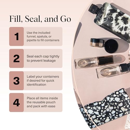 Kitsch 11 PCS Travel Bottles for Toiletries – Travel Essentials Kit for Shampoo, Conditioner, Lotion & More - TSA Approved Travel Bottles, Leak-Proof Refillable Travel Size Containers - Black & Ivory - Image 8