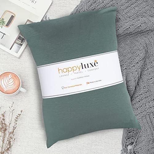 Happyluxe Odyssey Travel Pillow for Long Flights - Soft, Small, Alternative to Down and Memory Foam. 17 x 13in - Made in The USA, Sage Green Airplane Pillow for Adults Sleeping, Camping or Nap - Image 6