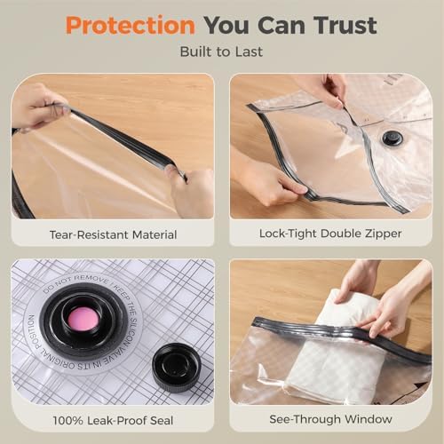 Nicetree 18-Pack Vacuum Seal Bags with Rechargeable Wireless Pump | 3 Sizes (20/24/28 Inch) Travel Vacuum Storage Bags for Clothing, Bedding & Seasonal Storage | Space Saver for Luggage - Image 6