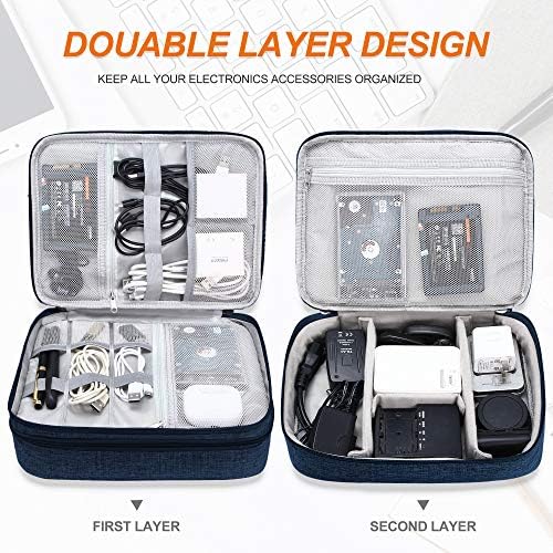 SELLYFELLY Electronic Bag Travel Cable Accessories Bag Waterproof Double Layer Electronics Organizer Portable Storage Case for Cable, Cord, Charger, Phone, Adapter, Power Bank, Kindle, Hard Drives - Image 3