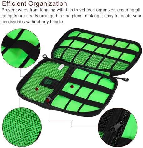 HARFINGTON Electronics 9.45" x 6.69" x 1.18" Double Layer Nylon Tech Organizer Travel Case for Cord Organizer Travel Accessories Men Women, Navy Blue - Image 4