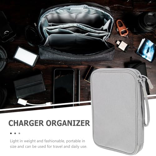 MERRYHAPY Hard Drive Storage Bag Cable Management Case Electronics Accessory Organizer Large Gray Travel Cord Organizer for Tech Accessories - Image 4