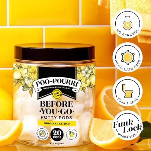 Poo-Pourri Before-You-Go 2-in-1 Toilet Potty Pods, Original Citrus, 20 Ct, Bathroom Odor Deodorizer and Toilet Cleaner with Essential Oils, Lemon, Bergamot and Lemongrass Scent - Image 5