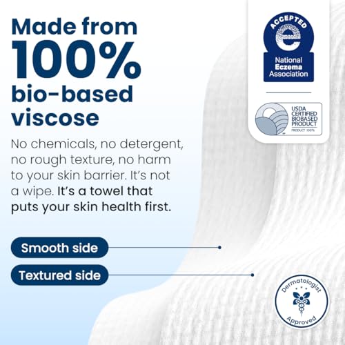 Clean Skin Club Clean Towels XL®, 100% USDA Biobased Face Towel, Disposable Face Towelette, Eczema Association Accepted, Makeup Remover Dry Wipes, Ultra Soft, 1 Pack, 50 Ct - Image 7