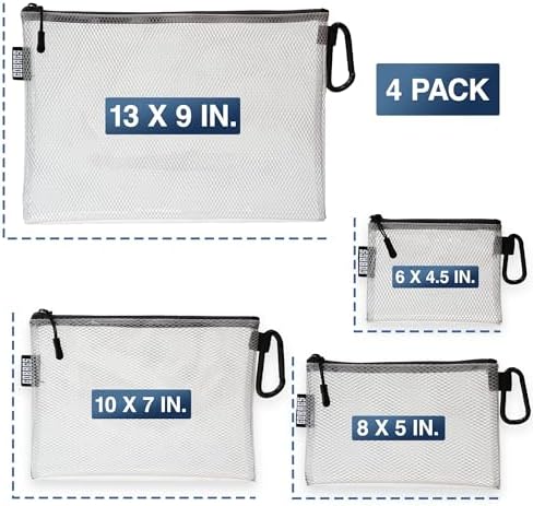 GOBAGS Air Production Multi‑Size Clear Zipper Pouch (4‑Pack) – Cable Organizer & Travel Gear Bag for Electronics, Camera Accessories, Tool Pouch & Small Tech Storage - Image 4