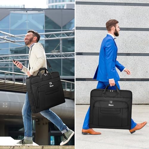 Garment Bags for Travel, Carry On Garment Bag for Business Trips with Shoulder Strap, Mancro Waterproof Foldable Luggage Hanging Suit Bags Gift for Men Women, 2 in 1 Suitcase for Coats, Suits (Black) - Image 7