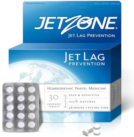 Jet Lag Remedy - Business & Vacation Homeopathic Travel Aid – Trusted for Over 18 Years - Immune – Circadian Rhythm - Fatigue – Exhaustion – Tired - Insomnia – Covers 48hrs Flying Time - 30 Chewables