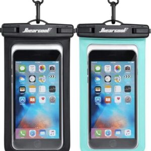 Hiearcool Waterproof Phone Pouch, IPX8 Waterproof Phone Case for iPhone 17/16/15/14 Pro Max, Cell Phone Dry Bag for Beach & Cruise Essentials, Touch Screen, Lanyard Included, 2 Pack (Fits Up to 8.9”)