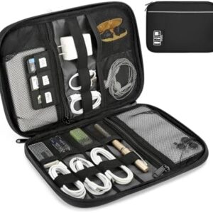 Electronic Organizer Travel Case, All-in-One Portable Cable Organizer Bag for Storage, Cord Organizer Tech Accessories for Cables, Chargers, Power Bank, Flash Drive, SD Card
