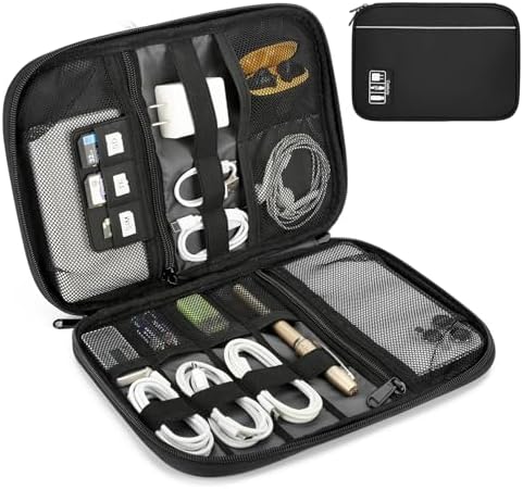 Electronic Organizer Travel Case, All-in-One Portable Cable Organizer Bag for Storage, Cord Organizer Tech Accessories for Cables, Chargers, Power Bank, Flash Drive, SD Card