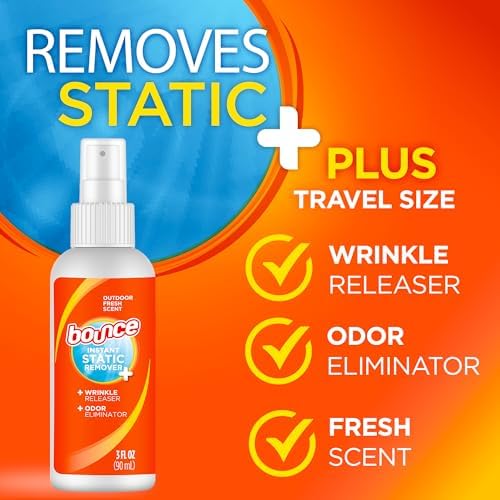 Bounce Anti Static Spray, 3 in 1 Instant Anti Static Spray & Instant Wrinkle Release, Odor Eliminator & Fabric Refresher, Travel Size (3 Oz,Pack of 3) - Image 2