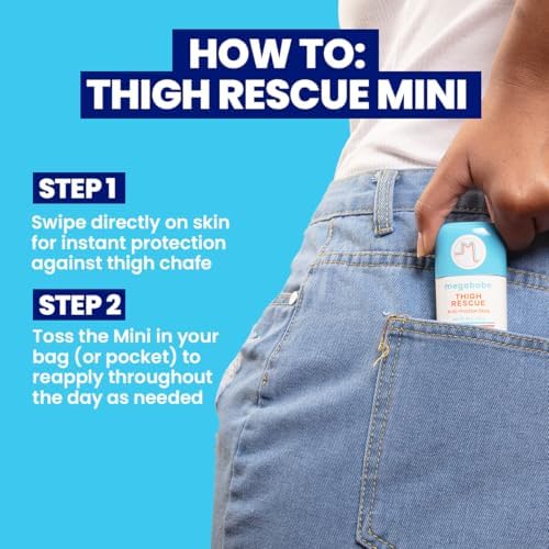 Megababe Thigh Rescue Anti-Chafe Stick Mini | Travel size, great for on-the-go | Prevents skin chafe & irritation | Thighs, arms, bra-lines & more - Image 6