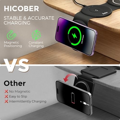 HICOBER 3 in 1 Charging Station for Multiple Apple Devices, Compatible with iPhone 17/16/15/14/13, Apple Watch & AirPods, Foldable Fast Wireless Charger & Travel Charger for Home/Office/Trips - Image 3