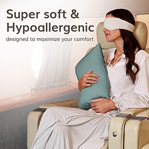 Happyluxe Odyssey Travel Pillow for Long Flights - Soft, Small, Alternative to Down and Memory Foam. 17 x 13in - Made in The USA, Sage Green Airplane Pillow for Adults Sleeping, Camping or Nap - Image 8