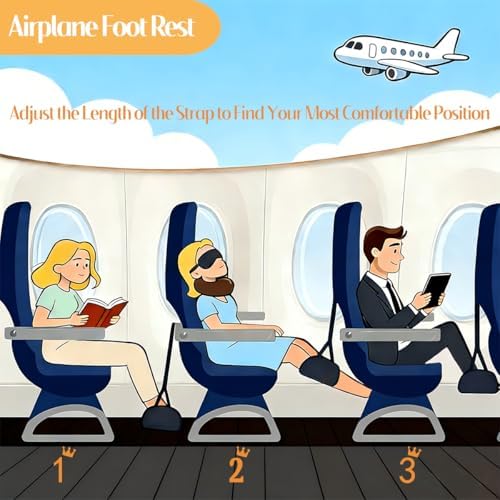 Foot Hammock for Plane Travel - Portable Adjustable Airplane Foot Hammock with Memory Foam - Hardboard, Prevents Feet Clashing, Relieves Swelling - Travel, Office Essentials - Image 4