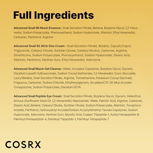 COSRX All About Snail Mucin Korean Skin Care Set, Mini Travel Essentials, Travel Size Gift Set with Snail Mucin Face Wash, Serum, Moisturizer & Eye Cream, Rejuvenating Kit - Image 8
