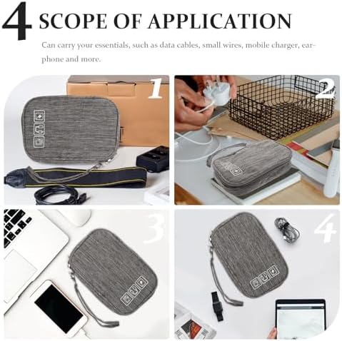 Portable Charging Cable Organizer Bag Mini Storage Pouch for Travel Electronics Accessories, Gray Compact Tech Cord Organizer Case for Phone Chargers and Earphones - Image 4