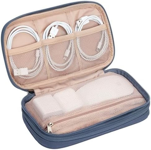 NISHEL Travel Cord Organizer Case, Double Layers Tech Electronic Bag, Essentials for Charger, Cable, Phone, Flash drive, Medium, Aegean-Blue - Image 5